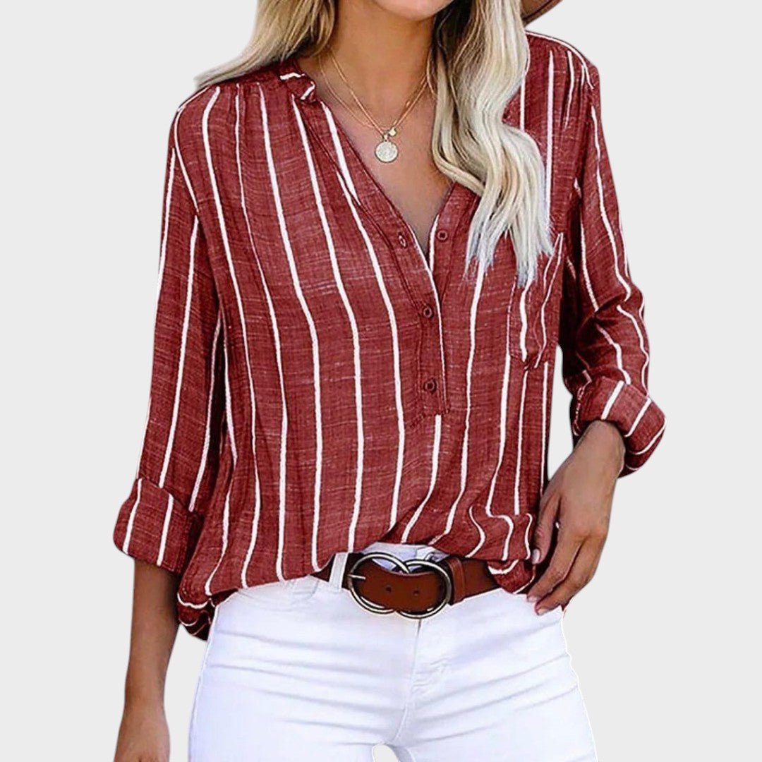 Débora - Blusa artesanal com riscas