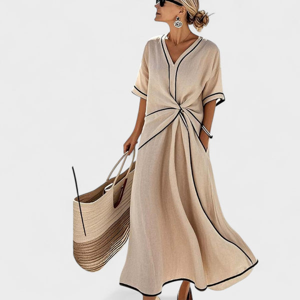 Filomena – Vestido largo às riscas