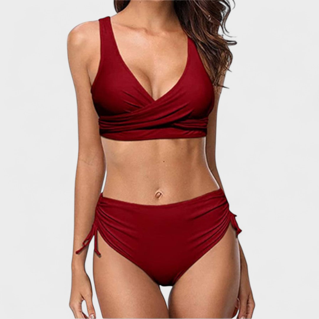 Helena - Biquíni Cintura Alta com Top Cruzado