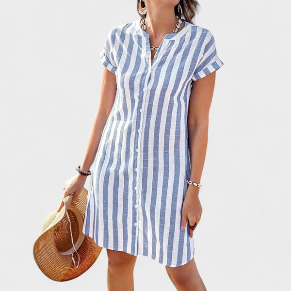 Martina - Vestido de camisa às riscas elegante