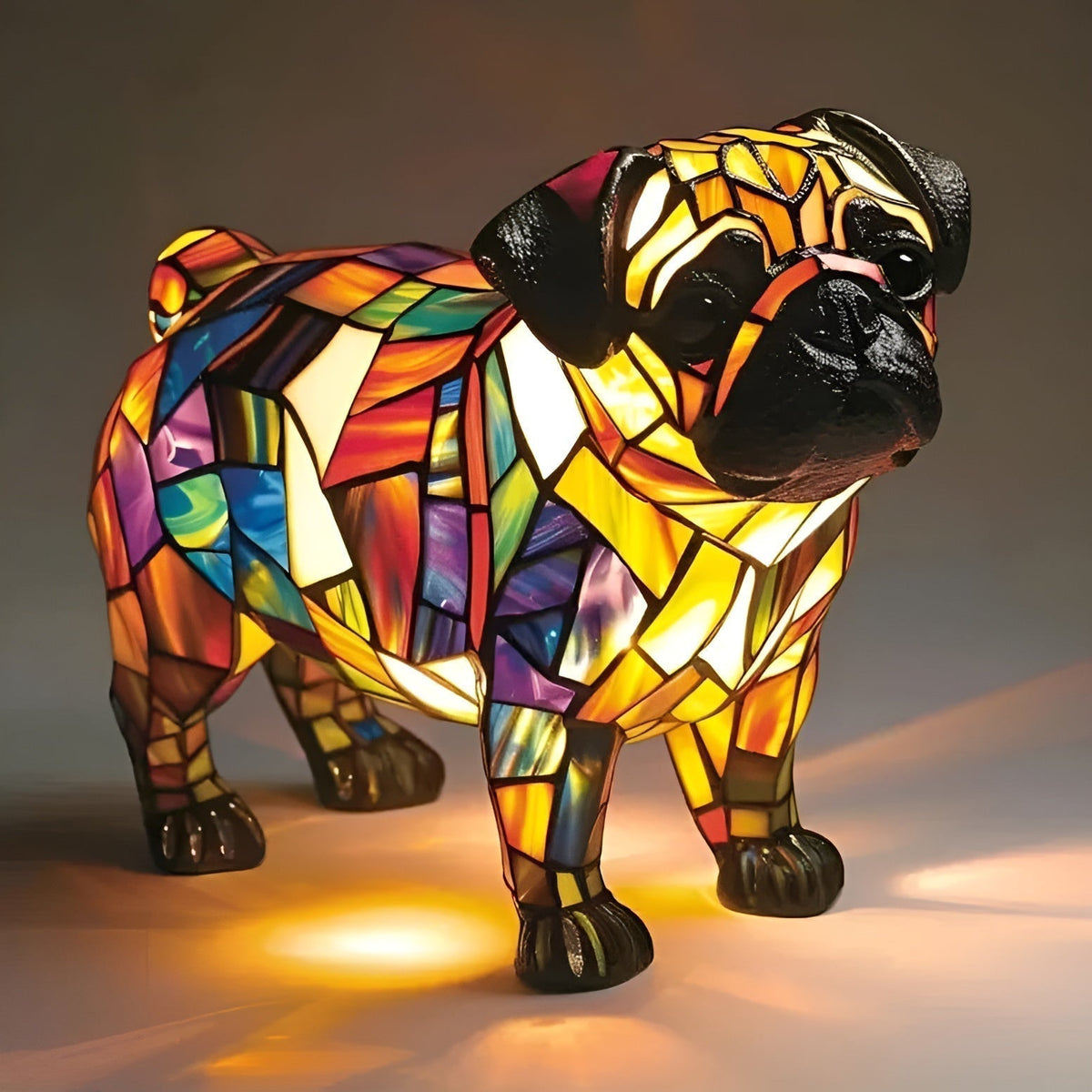 Pug - Lâmpada de Vitrais