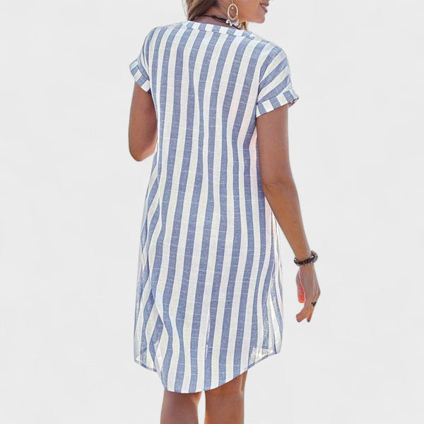 Martina - Vestido de camisa às riscas elegante